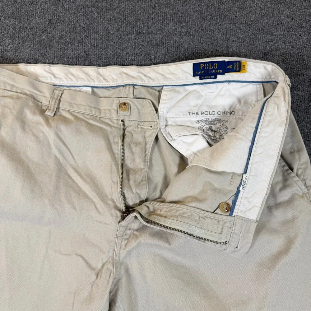 Polo Ralph Lauren Classic Fit Chino Mens Tan Khaki Cotton Pants 40x24 #3689